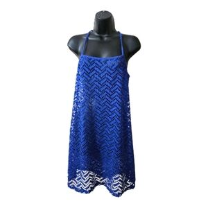 Elegant Blue Lace Mini Dress